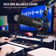 FIFINE AmpliGame K658 RGB Dinaminis Mikrofonas | Black