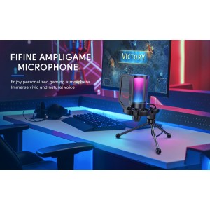 FIFINE AmpliGame A6V RGB Kondensatorinis Mikrofonas | Black