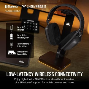 Corsair HS80 MAX Wireless Belaidės Žaidimų Ausinės | Steel Gray