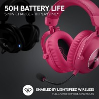 Logitech G PRO X 2 LIGHTSPEED Wireless Belaidės Žaidimų Ausinės | Pink