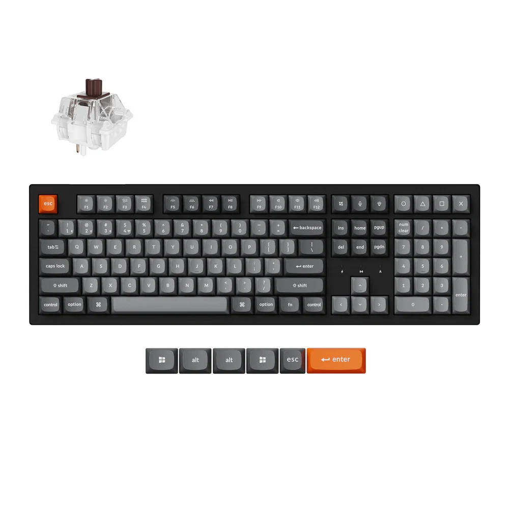 Keychron K10 Max Wireless Belaidė Žaidimų Klaviatūra | Black, Keychron Super Brown