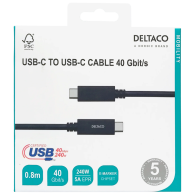 Deltaco USB 4 Gen3 Type-C Laidas | Black, 1 m