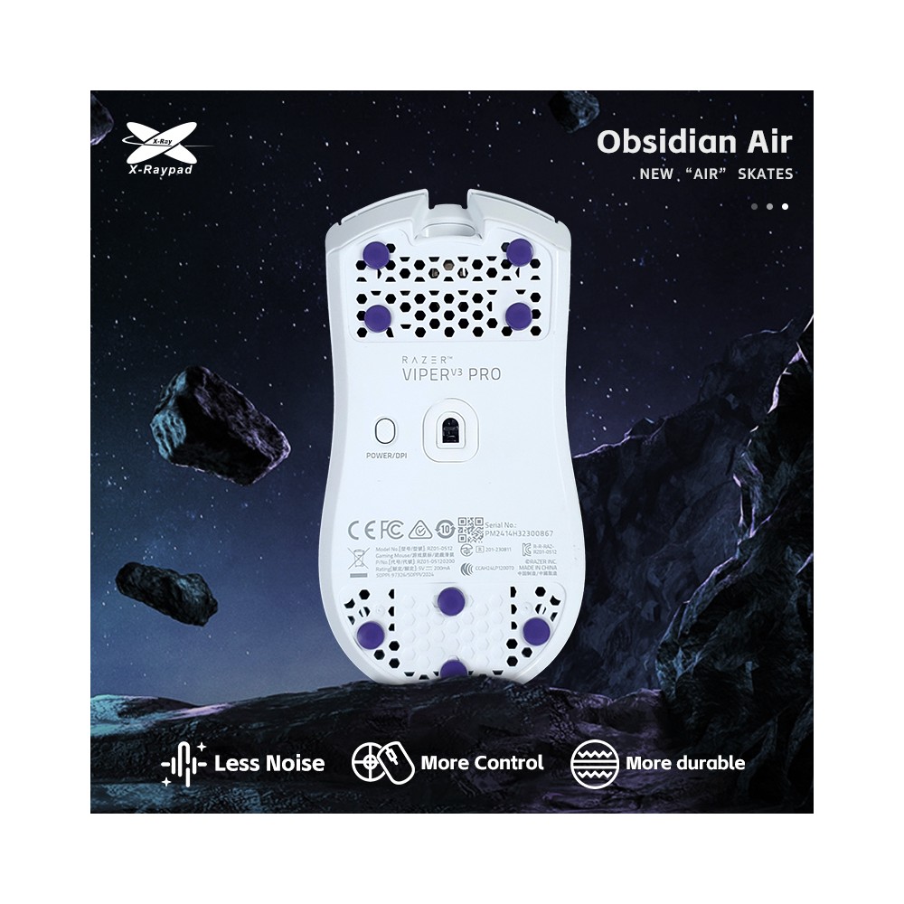 X-Raypad Obsidian Air Mouse Feet | Purple, x40, Universal Dots