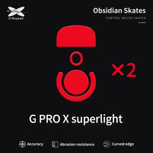 X-Raypad Obsidian Mouse Feet | Red, x2, Logitech G Pro X Superlight