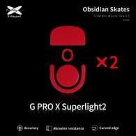X-Raypad Obsidian Mouse Feet | Red, x2, Logitech G Pro X Superlight 2