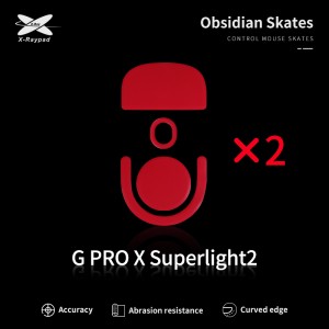 X-Raypad Obsidian Mouse Feet | Red, x2, Logitech G Pro X Superlight 2