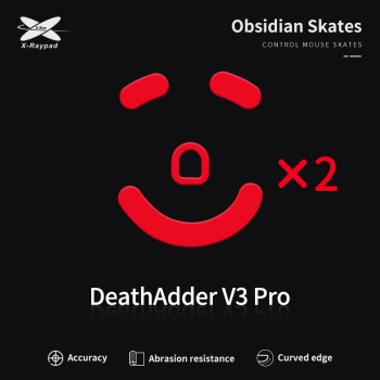 X-Raypad Obsidian Mouse Feet | Red, x2, Razer Deathadder V3 Pro