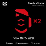 X-Raypad Obsidian Mouse Feet | Red, x2, Logitech G502 Hero