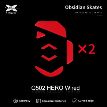 X-Raypad Obsidian Mouse Feet | Red, x2, Logitech G502 Hero