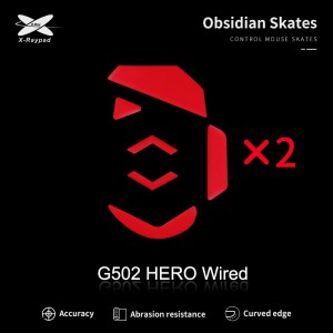 X-Raypad Obsidian Mouse Feet | Red, x2, Logitech G502 Hero