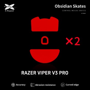 X-Raypad Obsidian Mouse Feet | Red, x2, Razer Viper V3 Pro