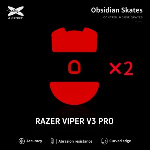 X-Raypad Obsidian Mouse Feet | Red, x2, Razer Viper V3 Pro
