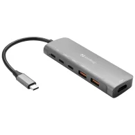 SANDBERG USB-C Dock HDMI + 2xUSB-A + 2xUSB-C + PD100W USB Šakotuvas
