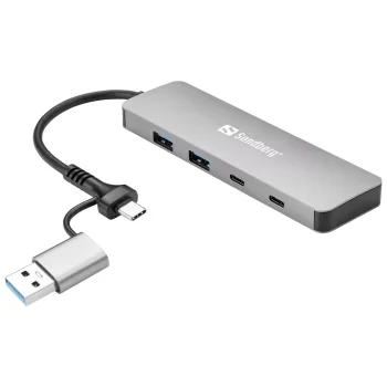 SANDBERG USB-C/A to 2xUSB-A+2xUSB-C Hub USB Šakotuvas