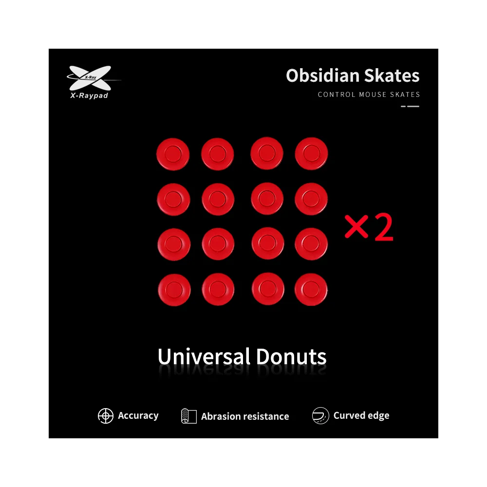 X-Raypad Obsidian Mouse Feet | Red, x32, Universal Donuts