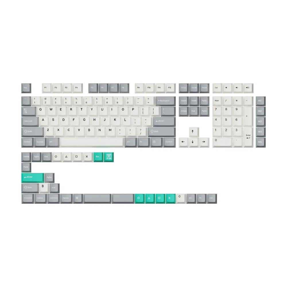 Keychron Double Shot Cherry PBT Full Keycap Set | Gray White Mint