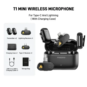 maono Wave T1 Mini Wireless Belaidis Mikrofonas | Black