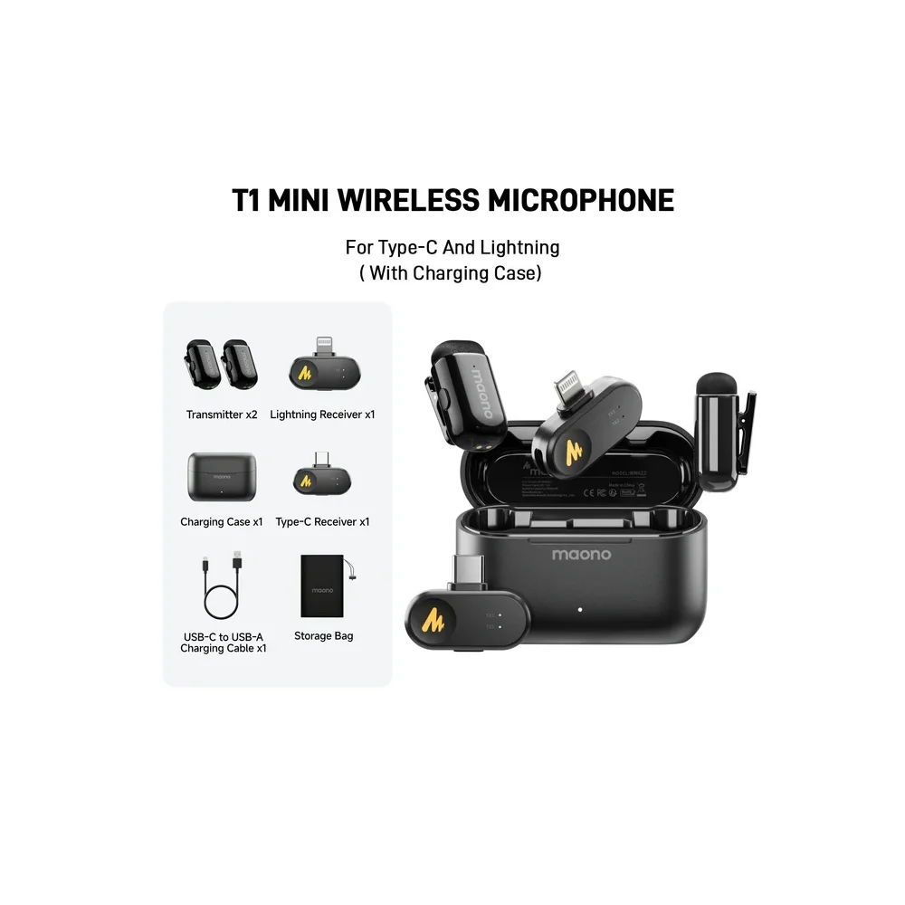 maono Wave T1 Mini Wireless Belaidis Mikrofonas | Black