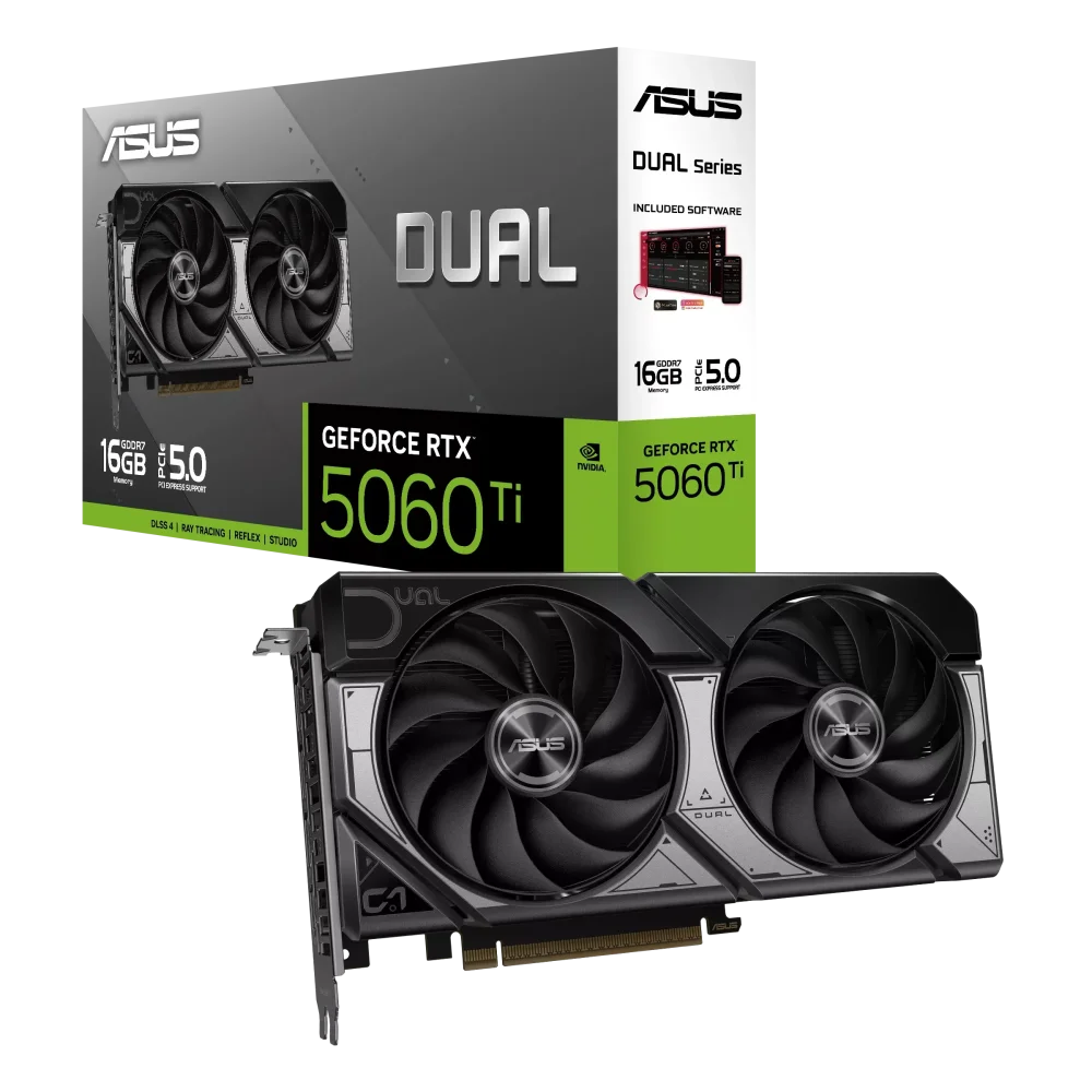 ASUS Dual GeForce RTX 5060 Ti  GPU Vaizdo Plokštė | 16GB, GDDR7, OC Edition