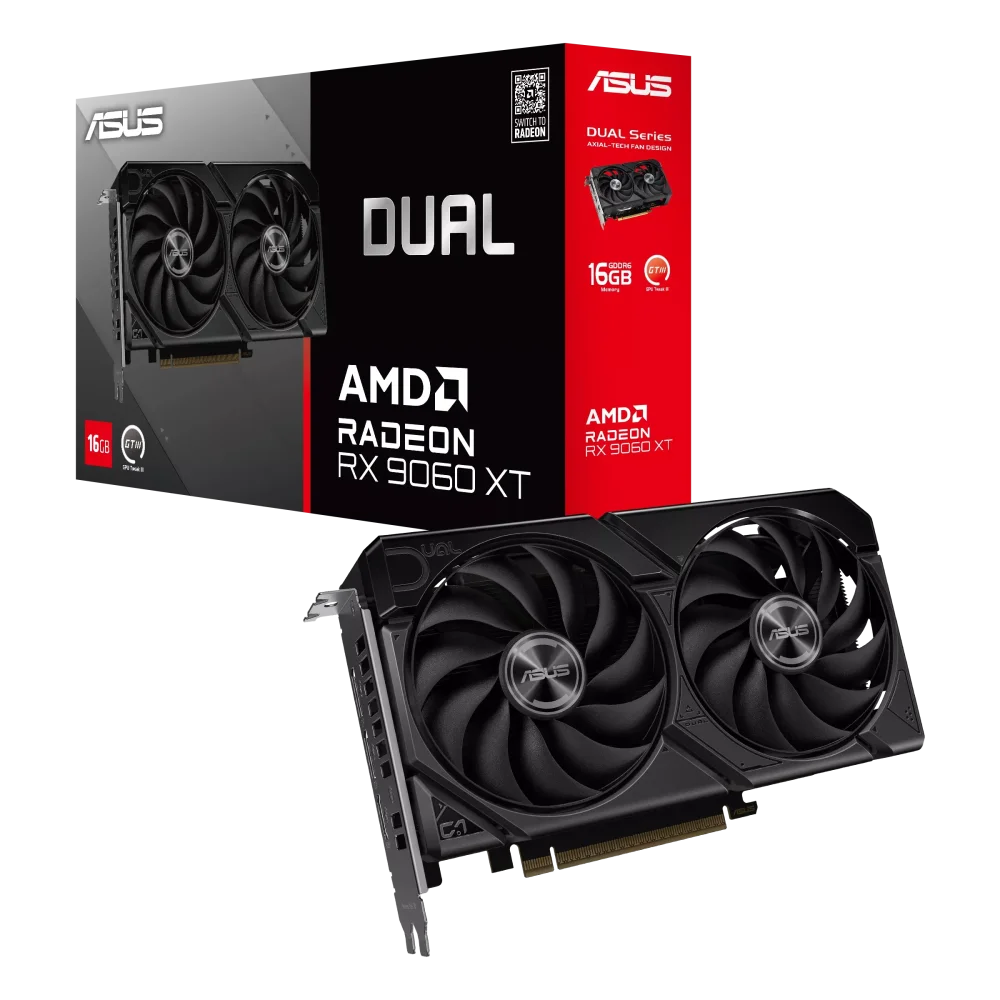 ASUS Dual Radeon RX 9060 XT GPU Vaizdo Plokštė | 16GB, GDDR6