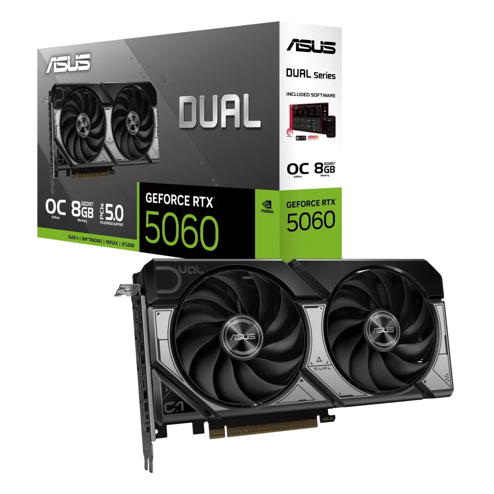 ASUS Dual GeForce RTX 5060 GPU Vaizdo Plokštė | 8GB, GDDR7, OC Edition