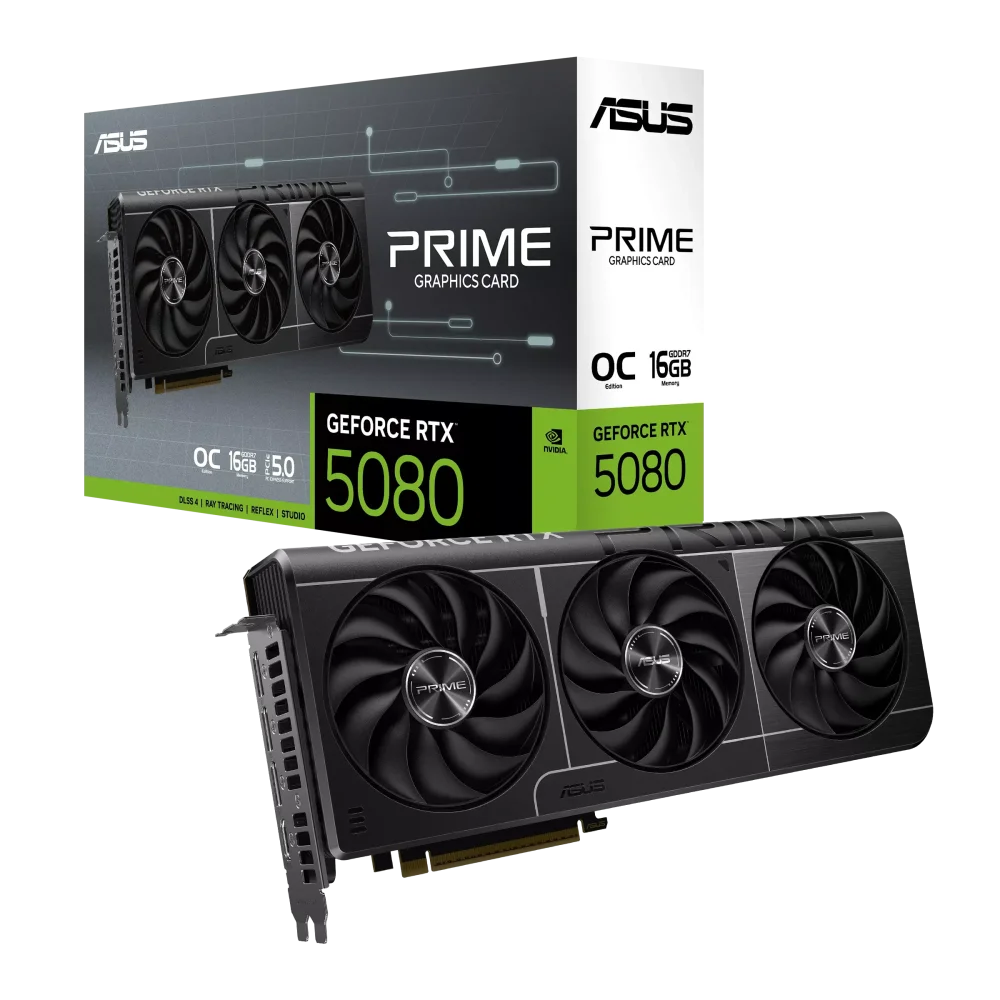 ASUS PRIME GeForce RTX 5080 GPU Vaizdo Plokštė | 16GB, GDDR7, OC Edition