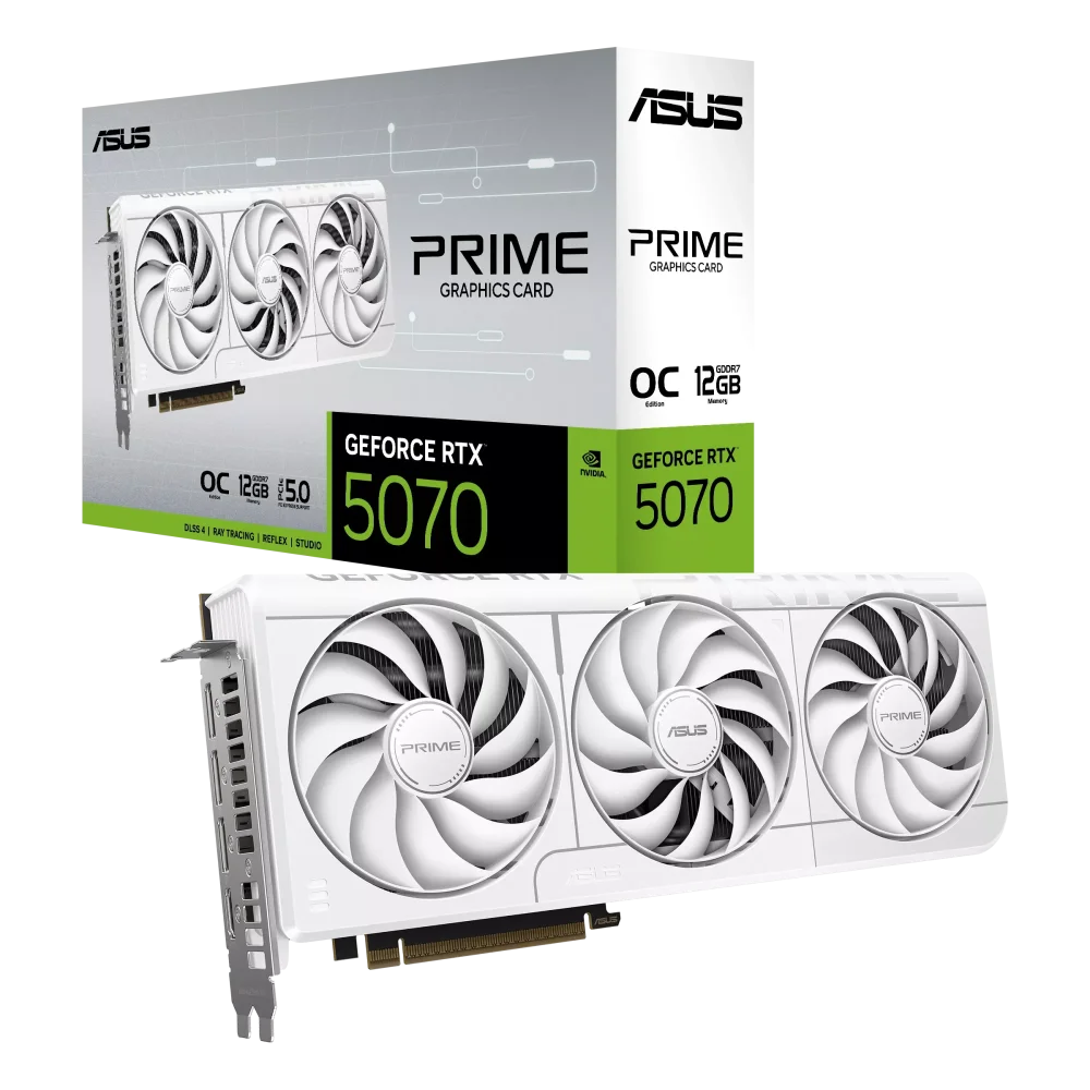 ASUS Prime GeForce RTX 5070 White GPU Vaizdo Plokštė | 12GB, GDDR7, OC Edition