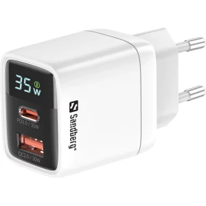 SANDBERG 2in1 Charger 1xUSB-C 1xUSB Įkroviklis | White, 35W