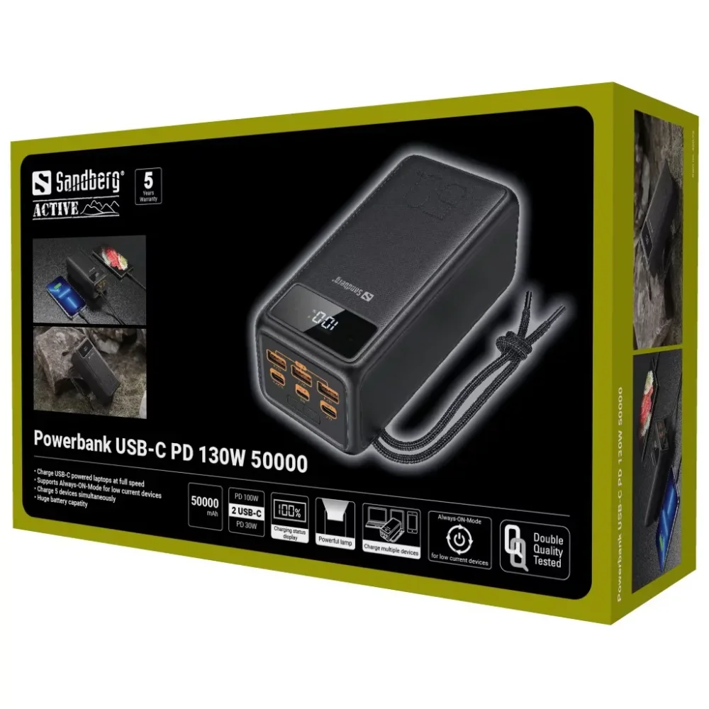 SANDBERG Powerbank USB-C PD 130W 50000 Išorinė Baterija