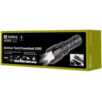 SANDBERG Survivor Torch Powerbank 5000 Išorinė Baterija Žibintuvėlis