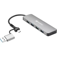 SANDBERG USB-C/A to 4xUSB 3.0 Hub USB Šakotuvas