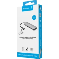 SANDBERG USB-C/A to 2xUSB-A+2xUSB-C Hub USB Šakotuvas