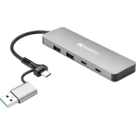 SANDBERG USB-C/A to 2xUSB-A+2xUSB-C Hub USB Šakotuvas