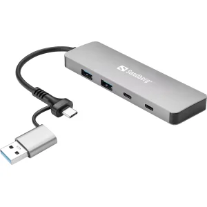 SANDBERG USB-C/A to 2xUSB-A+2xUSB-C Hub USB Šakotuvas
