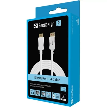 SANDBERG Cable 8K60Hz DisplayPort 1.4 Kabelis | White, 2 m