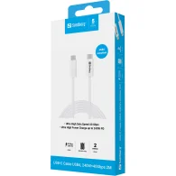 SANDBERG USB-C-C USB4 240W+40Gbps Kabelis | White, 2 m