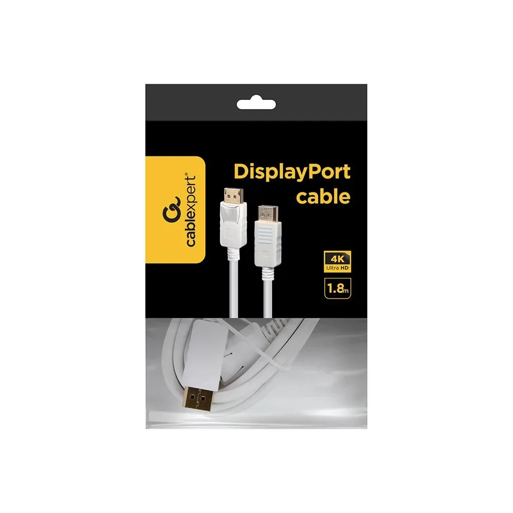 CABLEXPERT DisplayPort cable 4K Kabelis | White, 1.8 m