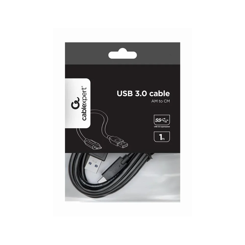 CABLEXPERT USB 3.0 AM to Type-C cable Kabelis | Black, 1 m