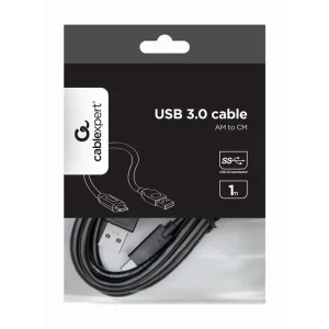 CABLEXPERT USB 3.0 AM to Type-C cable Kabelis | Black, 1 m