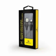 CABLEXPERT Premium cotton braided Type-C USB charging and data cable Kabelis | Black/White, 2 m