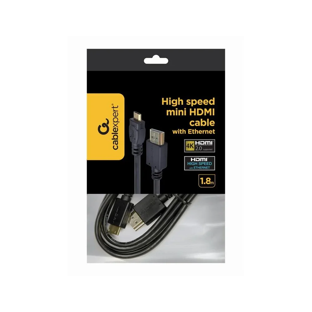 CABLEXPERT High speed mini HDMI cable with Ethernet Kabelis | Black, 1.8 m
