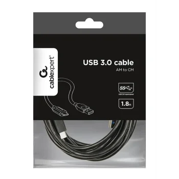 CABLEXPERT USB 3.0 AM to Type-C cable Kabelis | Black, 1.8 m