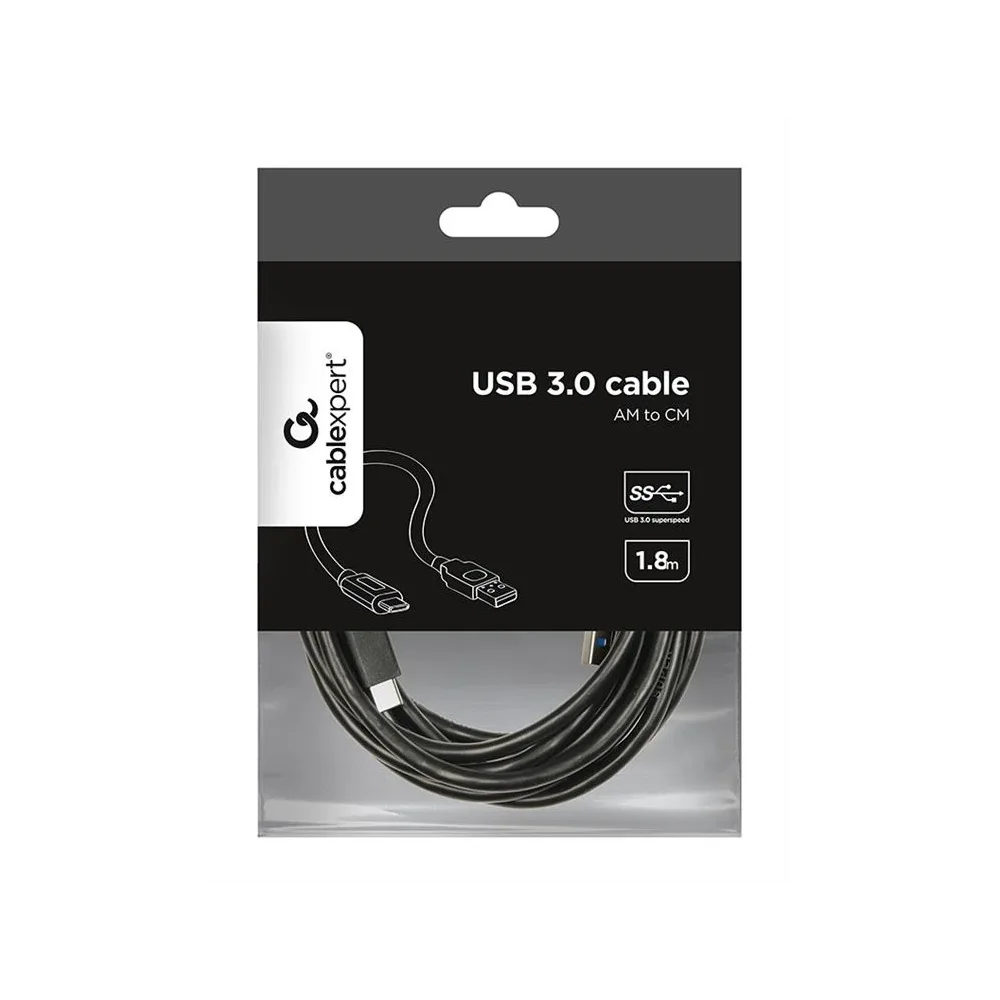 CABLEXPERT USB 3.0 AM to Type-C cable Kabelis | Black, 1.8 m