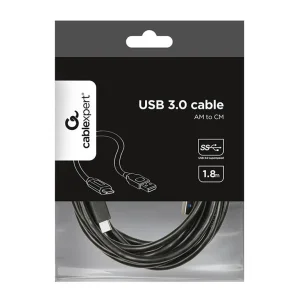 CABLEXPERT USB 3.0 AM to Type-C cable Kabelis | Black, 1.8 m
