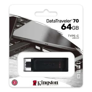 KINGSTON DataTraveler 70 USB Atmintukas | Black, 64GB