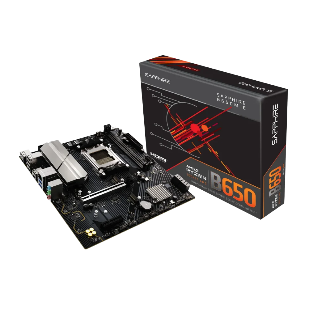 SAPPHIRE B650M-E Pagrindinė Plokštė | mATX, AM5, DDR5