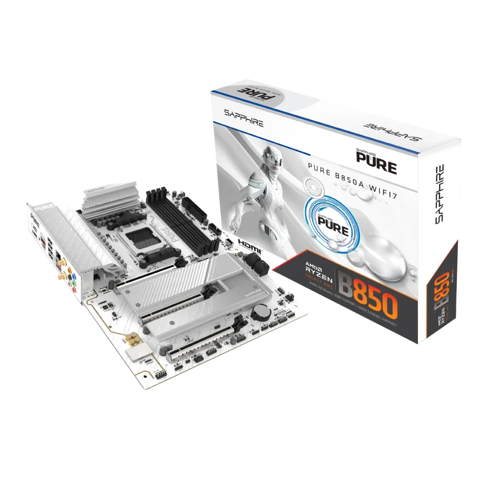 SAPPHIRE PURE B850A WIFI7 Pagrindinė Plokštė | ATX, AM5, DDR5