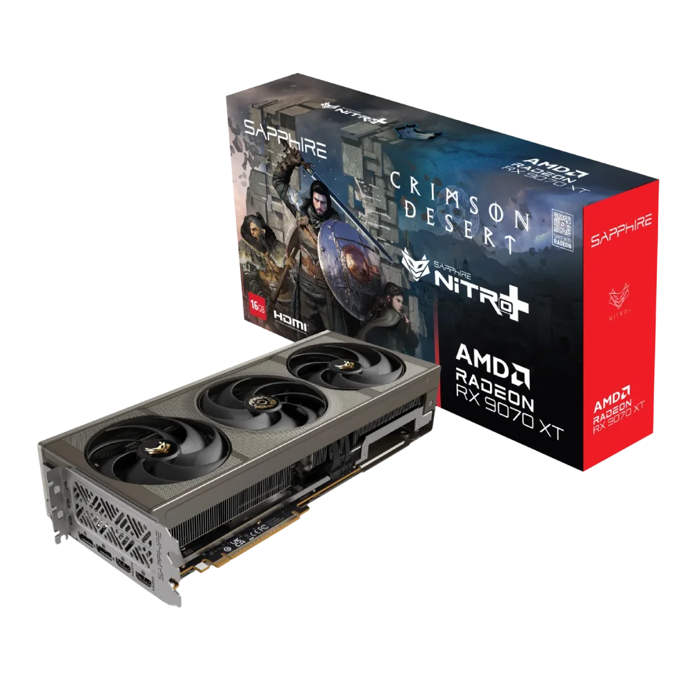 SAPPHIRE NITRO+ RADEON RX 9070 XT GPU Vaizdo Plokštė | 16GB, GDDR6, OC Crimson Desert Edition
