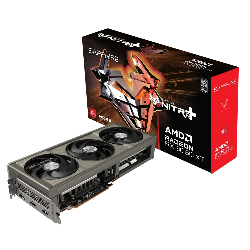 SAPPHIRE NITRO+ RADEON RX 9060 XT GPU Vaizdo Plokštė | 16GB, GDDR6, OC Edition