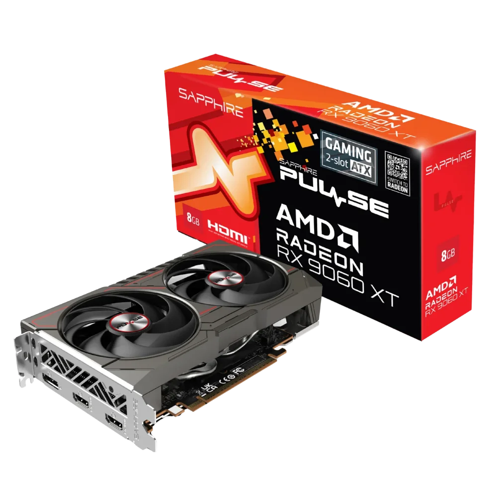 SAPPHIRE PULSE RADEON RX 9060 XT GPU Vaizdo Plokštė | 8GB, GDDR6